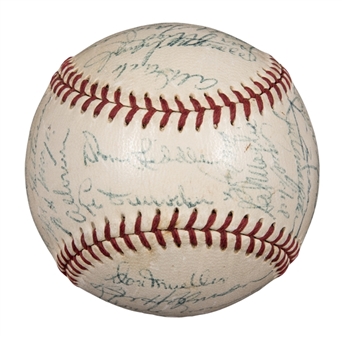 1954 World Series Champions New York Giants Team Signed ONL Giles Baseball With 30 Signatures Including Durocher, Wilhelm & Irvin (JSA)